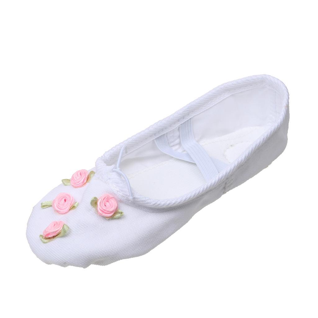 New Soft Dance Ballet Yoga Canvas Leather Split Sole Shoes For Child Girls