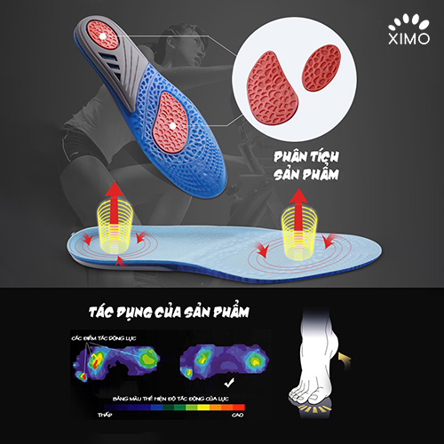 Lót giày êm chân thể thao Silicon khử mùi cao cấp LGEC03
