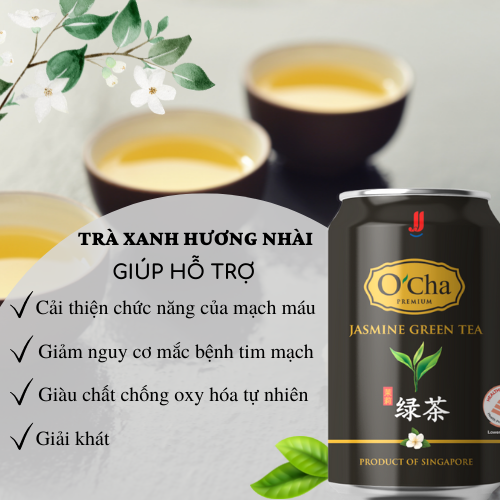 Lốc 6 Lon Trà Xanh Hoa Nhài JJ (6 Lon x 300ml) - Thương hiệu Singapore