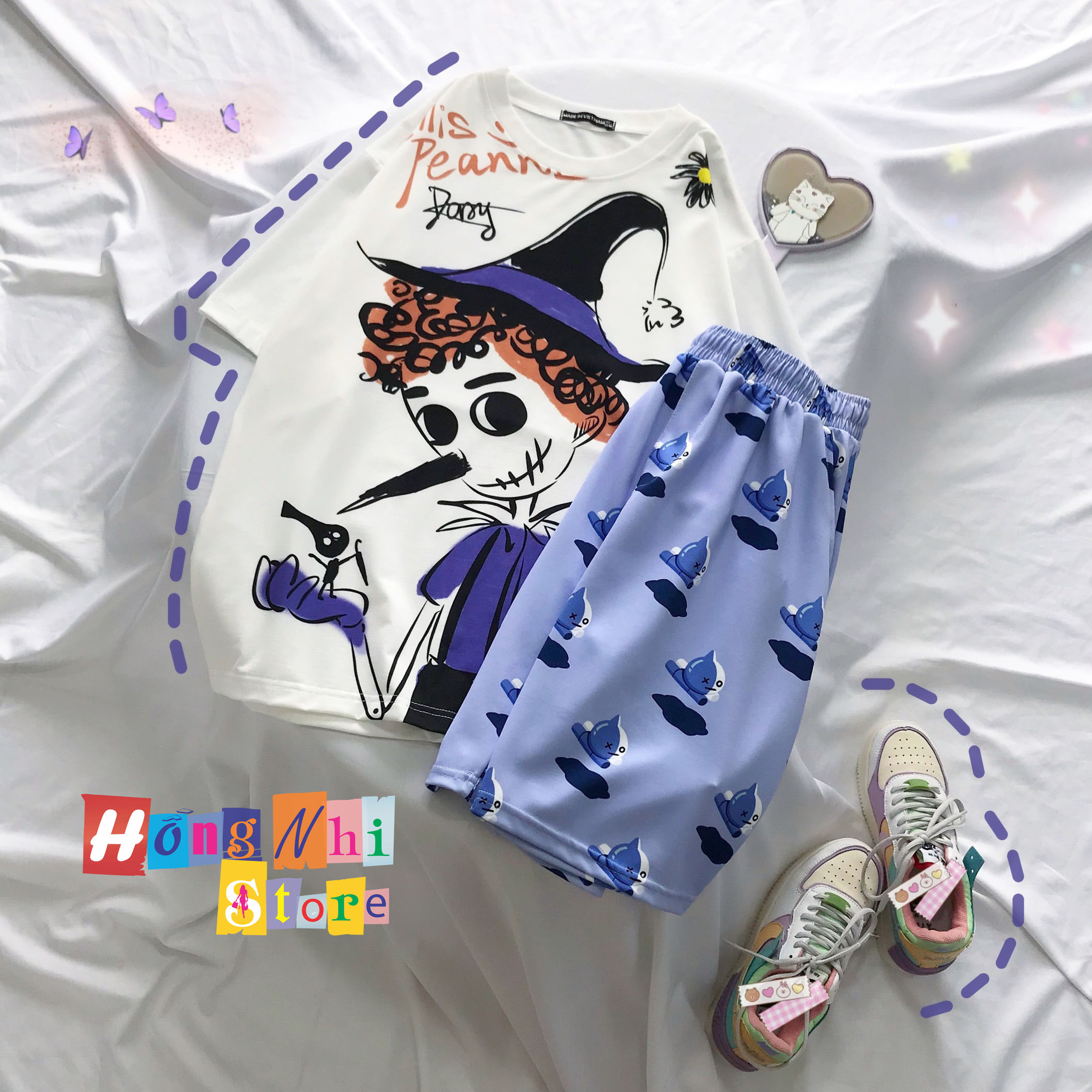 Quần Short Cartoon Unisex Hình  Ma Tím - Quần Đùi Hoạt Hình Siêu Cute - MM