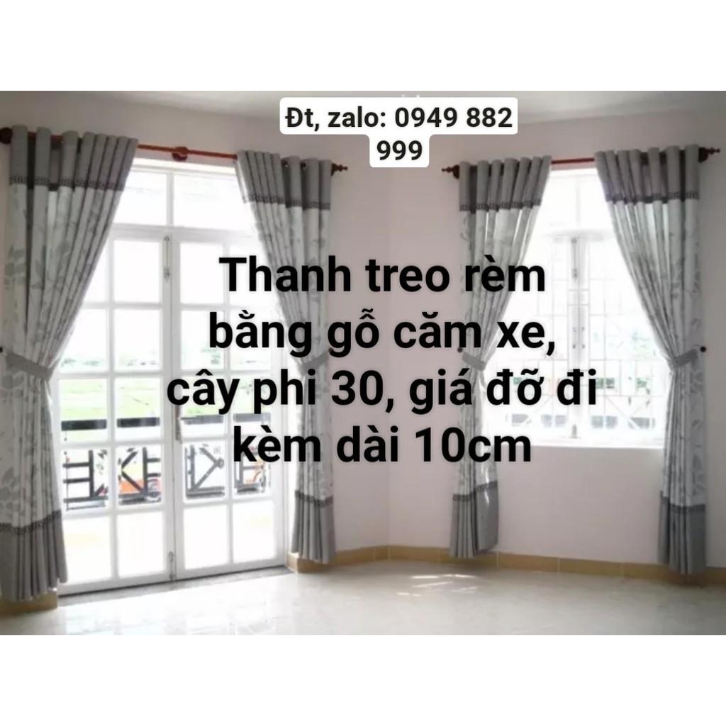 Thanh Treo Rèm Cửa Bằng Gỗ Căm Xe, Cây Phi 30 Đủ Phụ Kiện Đi Kèm