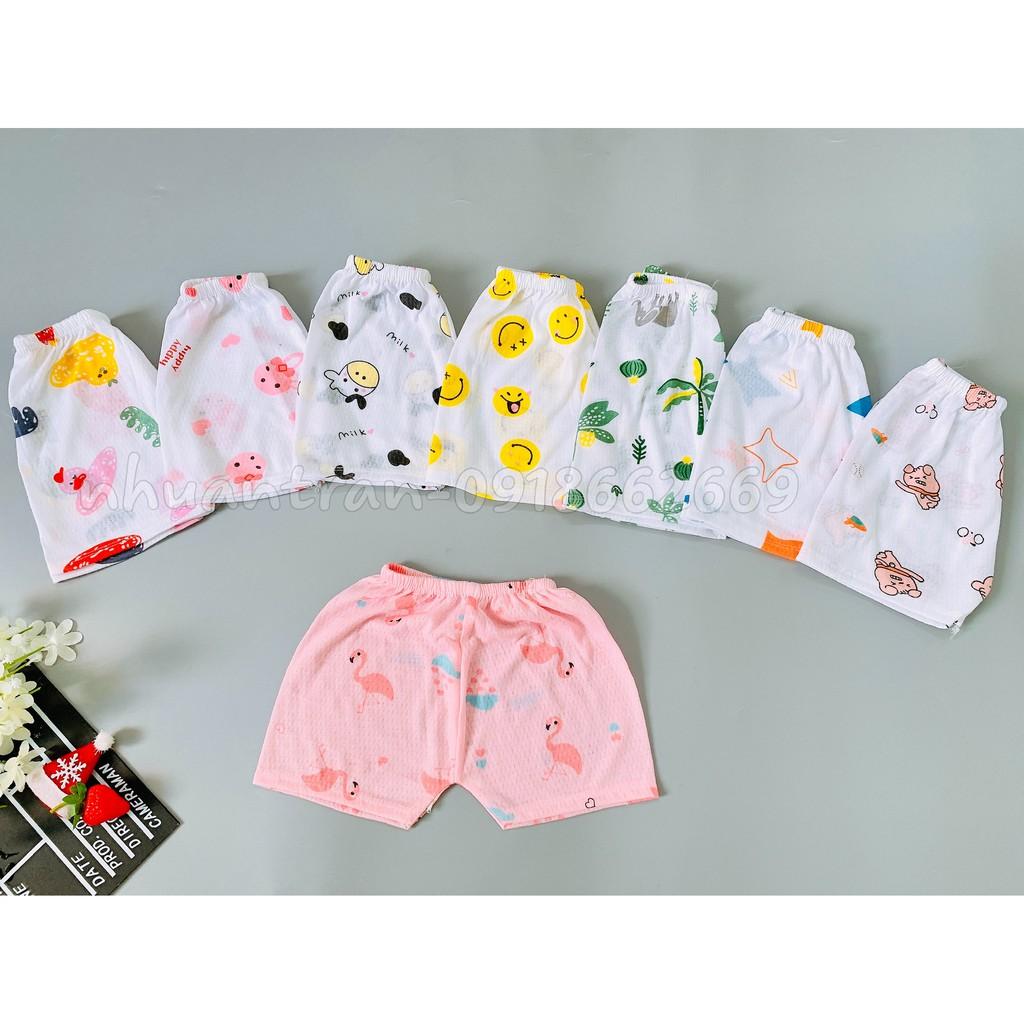 Set 10 quần cộc cotton giấy bé trai, bé gái 3-15kg