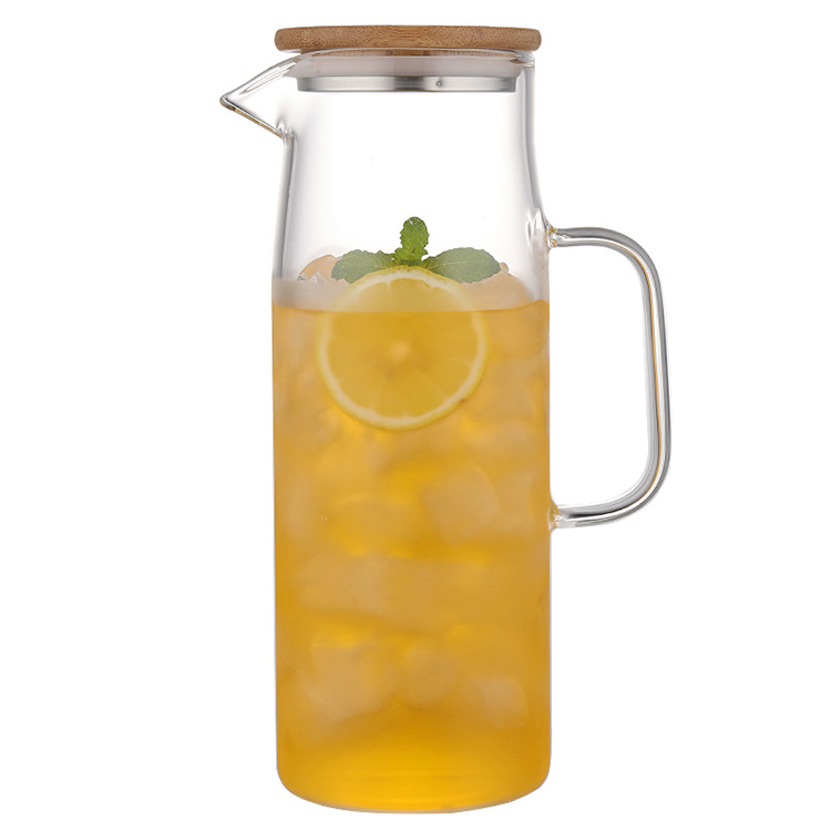 Bình Trà Thủy Tinh Nắp Gỗ Mặt INOX Thể Tích 1500ml