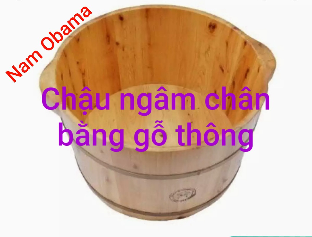 CHẬU NGÂM CHÂN BẰNG GỖ THÔNG, có hạt mát xa