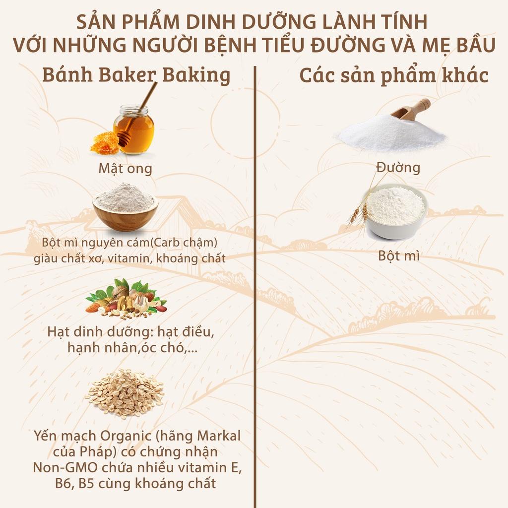 Thanh hạt gạo lứt rong biển Baker Baking không đường, thanh bar energy tiện lợi cho người eatclean, tập gym, tăng cơ 25g