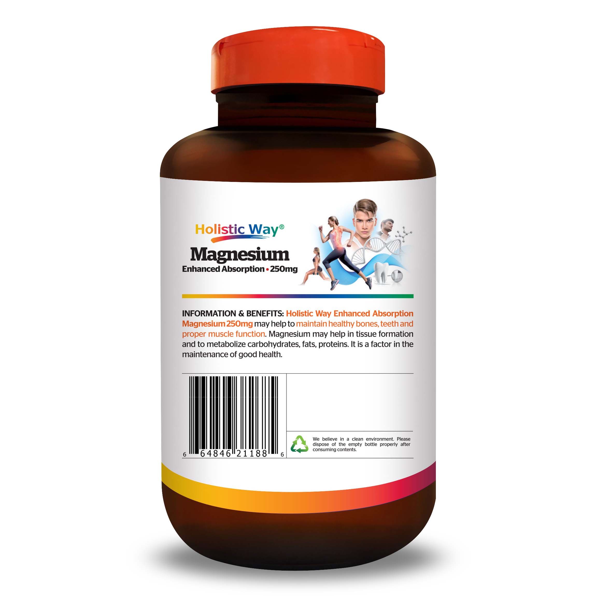 Viên Uống Bổ Sung Magie Dễ Hấp Thụ Giúp Xương, Răng, Cơ Khỏe Mạnh Holistic Way Enhanced Absorption Magnesium 250Mg
