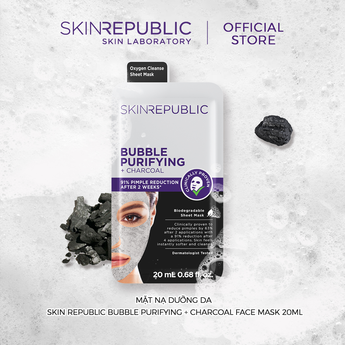 Mặt nạ dưỡng da Skin Republic Bubble Purifying + Charcoal Face Mask 25ml
