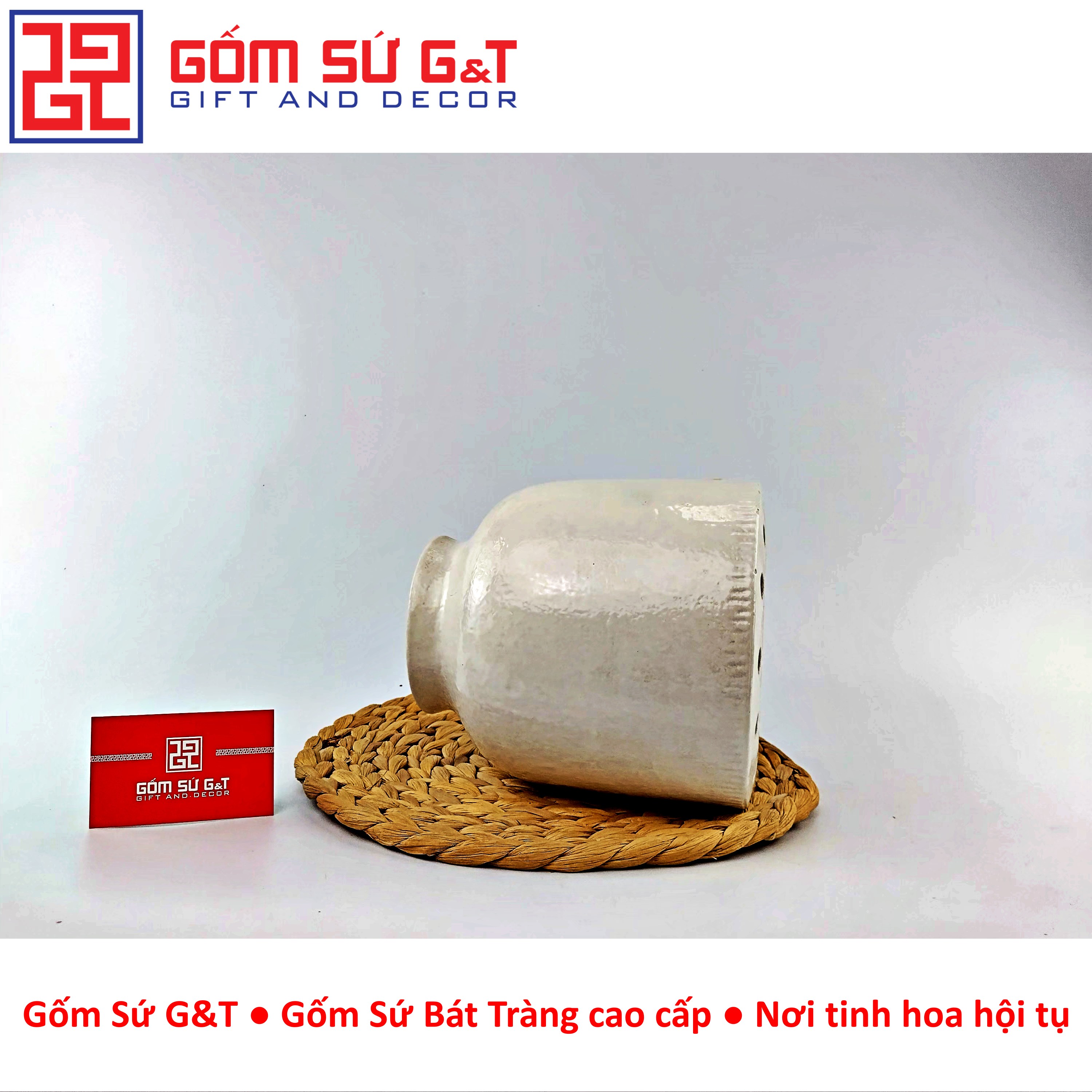 Lọ hoa dáng đài sen Gốm Sứ G&amp;T