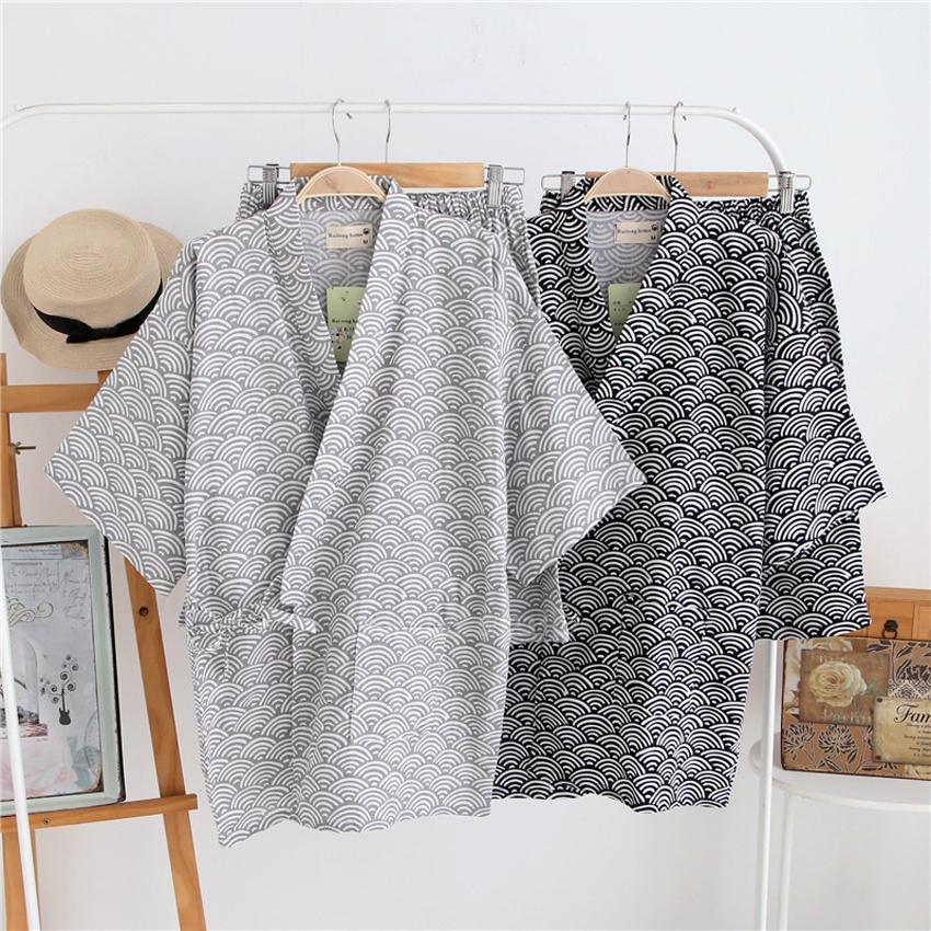 Mùa Hè 2021 Bộ Đồ Ngủ Bộ Cho Nam Nhật Bản Kimono Truyền Thống Yukata Top Quần Áo Phù Hợp Với Samurai Nam Đồ Ngủ Tắm