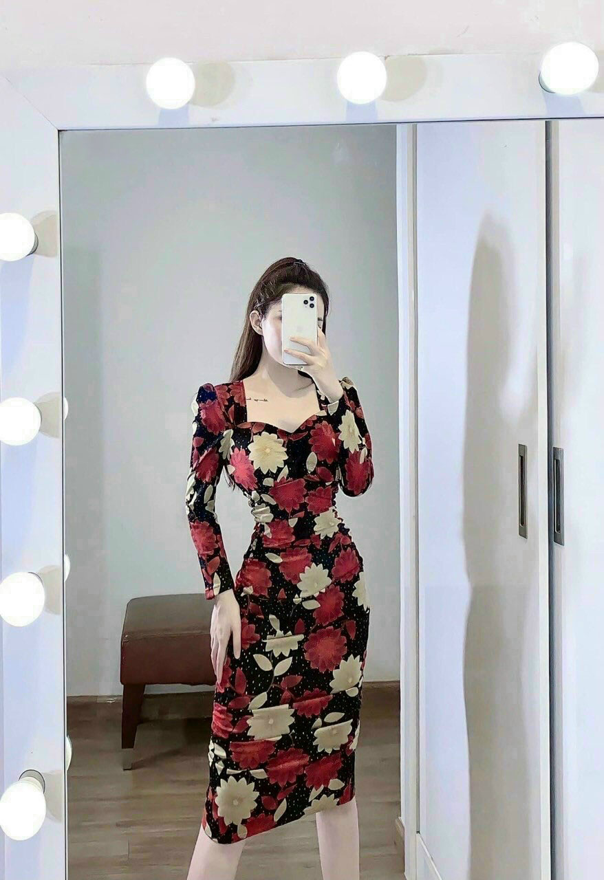 Đầm Body dài in hoa