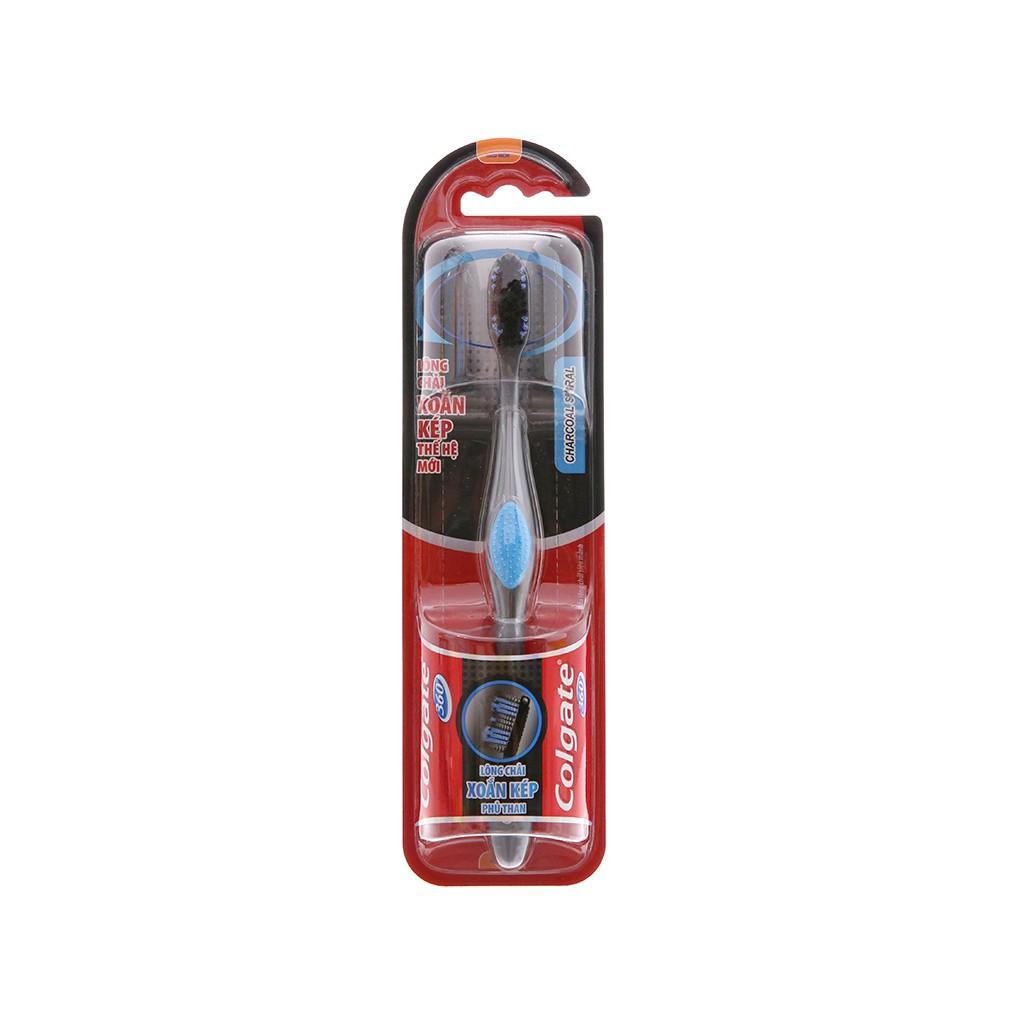 Bàn chải đánh răng Colgate 360 Charcoal Spiral với lông chải xoắn kép thế hệ mới