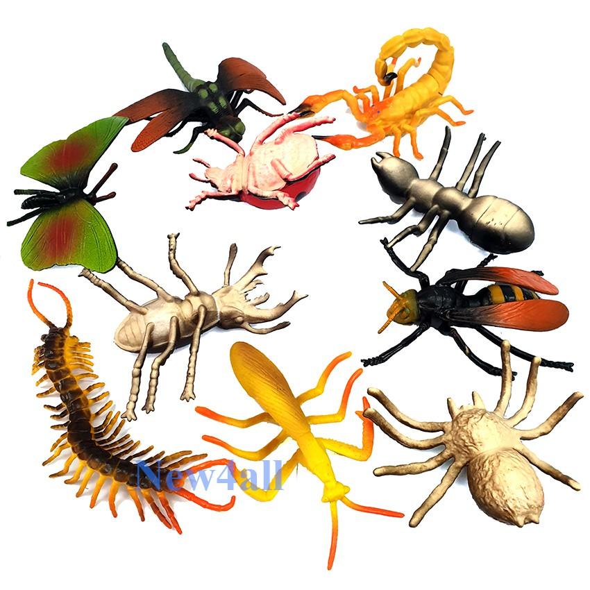 Đồ chơi 10 mô hình Côn Trùng Safari New4all Animal World size lớn 9-17 cm cho bé 3 tuổi học hỏi và phát triển trí não