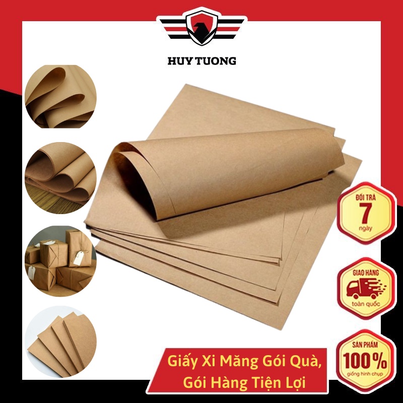 Giấy Xi Măng Gói Quà | Bộ 100 Tờ Giấy Kraft Bìa Cứng Bọc Hàng 1m05 x 0,7m - Huy Tưởng