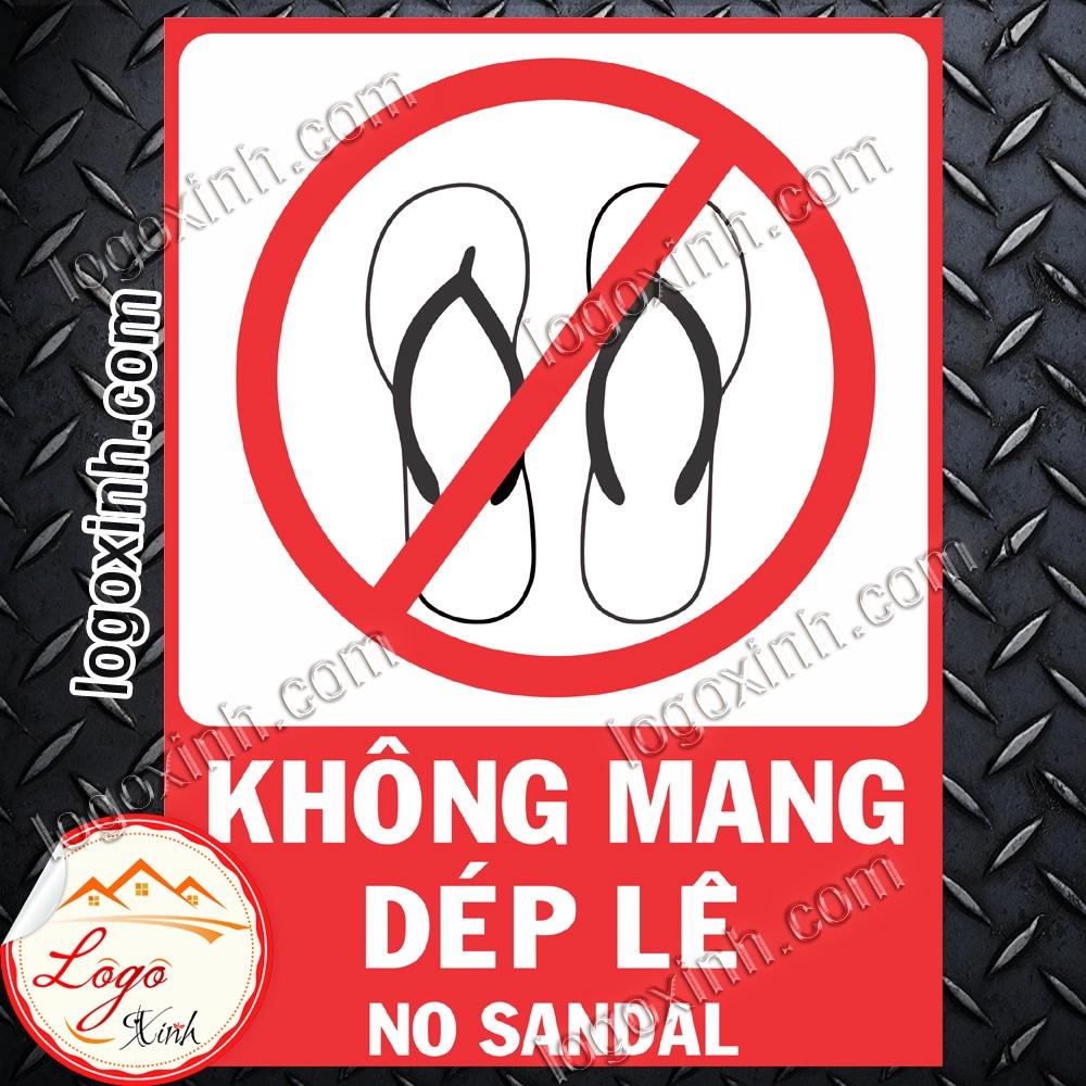LOGO TEM STICKER BIỂN BÁO CẤM KHÔNG ĐƯỢC MANG DÉP LÊ- NO SANDAL - BIỂN CẢNH BÁO, BIỂN CẤM