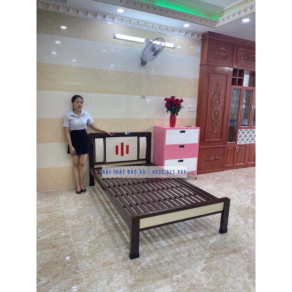 Giường ngủ sắt hộp 1m x 2m họa tiết đẹp nội thất Bảo An