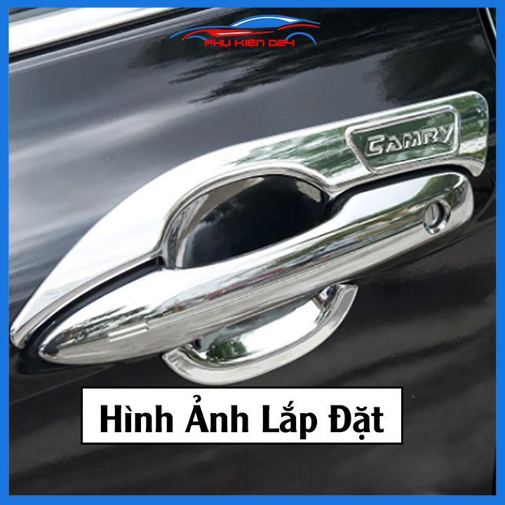 Ốp tay hõm Camry 2019-2020-2021-2022 vân carbon, mạ crom chống trầy bảo vệ cửa xe ô tô