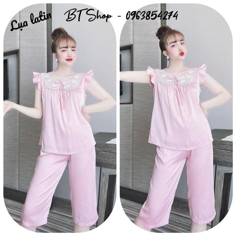 Đồ ngủ mặc nhà lụa latin cánh tiên trơn lửng freesize 42-57kg