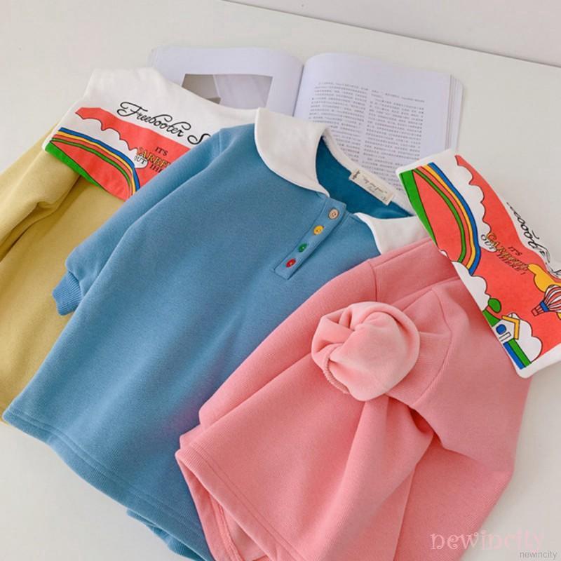 Đầm sweater tay dài vải nhung cổ búp bê dành cho bé