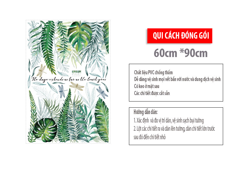 Sticker Giấy Dán Tường Decal Dán tường Mẫu Hoa Lá Cực Xinh ZH024