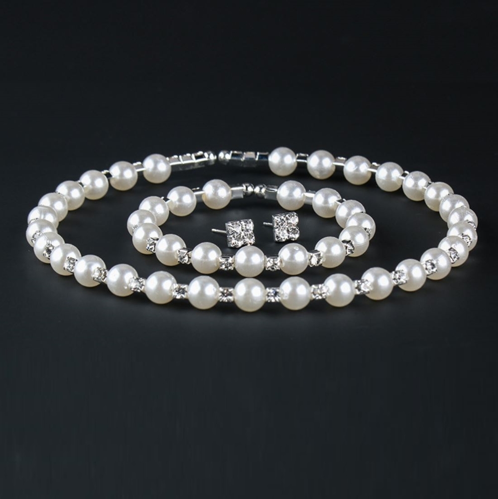 Set Trang Sức Hạt Chai Đính Đá Kiềng Vòng Tay Hoa Tai, Thiết Kế Sang Trọng, Phụ Kiện Thời Trang Kết Hợp Với Trang Phục Trong Các Sự Kiện Hay Chụp Ảnh