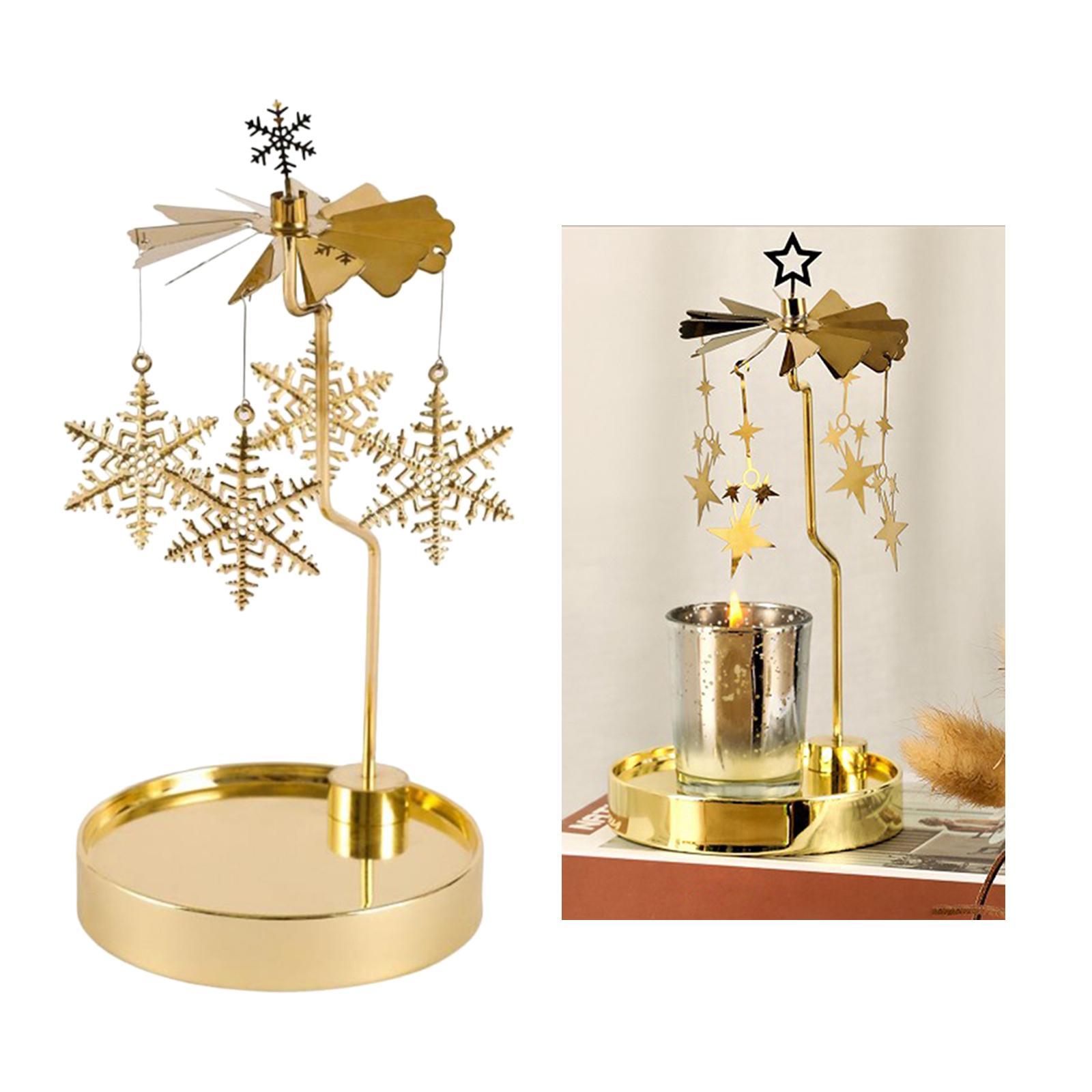 2 Pieces Rotating Candle Holder Tray Plate Candlestick Christmas Home Decor