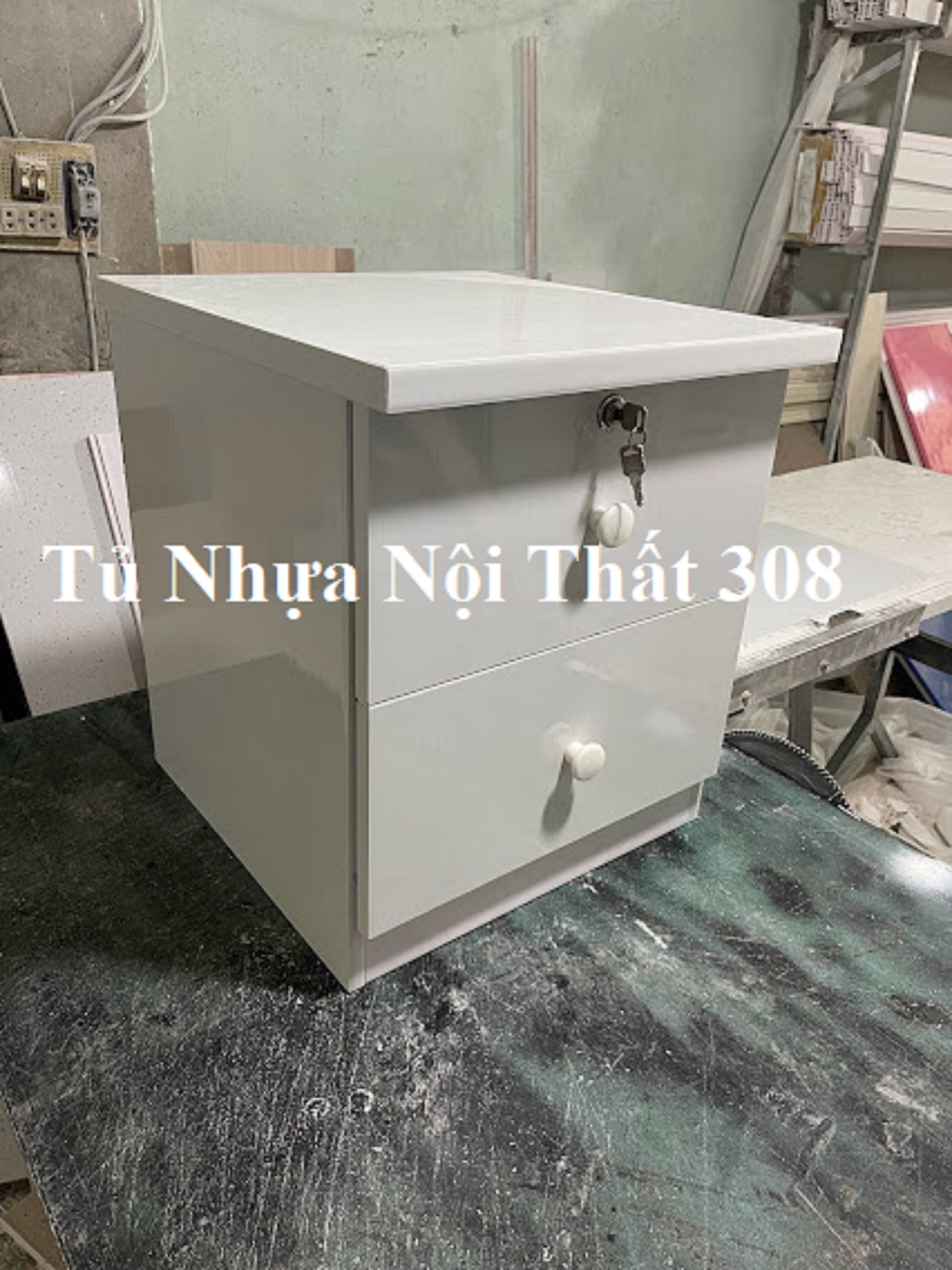 Tủ, Kệ Đầu Giường Nhựa Đài Loan Cao 48cm Ngang 42cm Sâu 42cm Màu Trắng K160