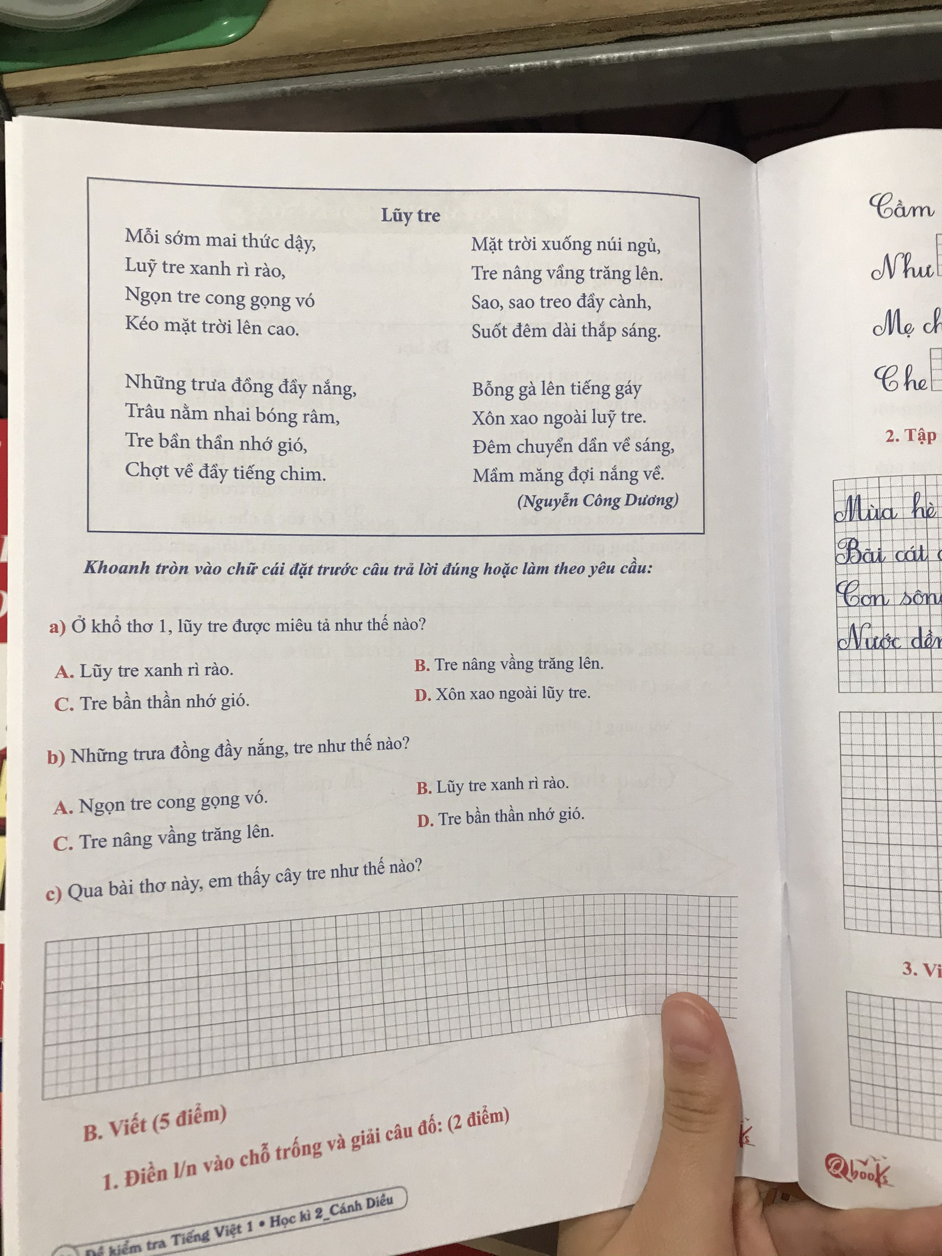 Đề kiểm tra Tiếng Việt 1 học kì 2 ( Cánh diều )