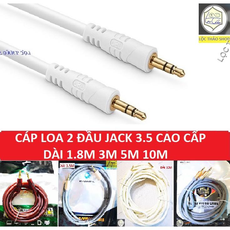 Cáp loa 2 đầu jack 3.5 dài 1.5M 3M 5M 10M cao cấp (dây loa 2 đầu 3 li