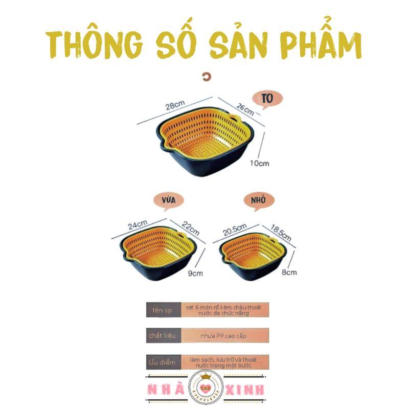 Set 3 rổ nhựa vuông đa năng