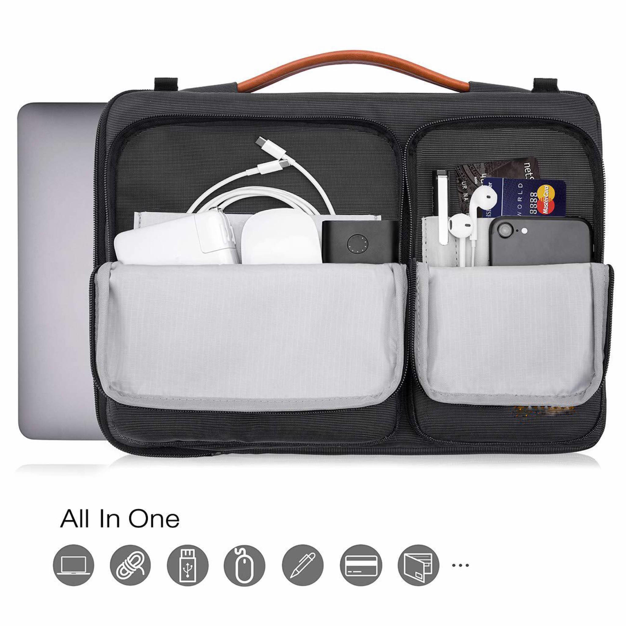 Túi chống sốc/Cặp đựng Laptop, Macbook 13 inch vải Canvas cao cấp chống thấm nước phong cách lịch lãm, thời trang,  nhỏ gọn và tiện dụng