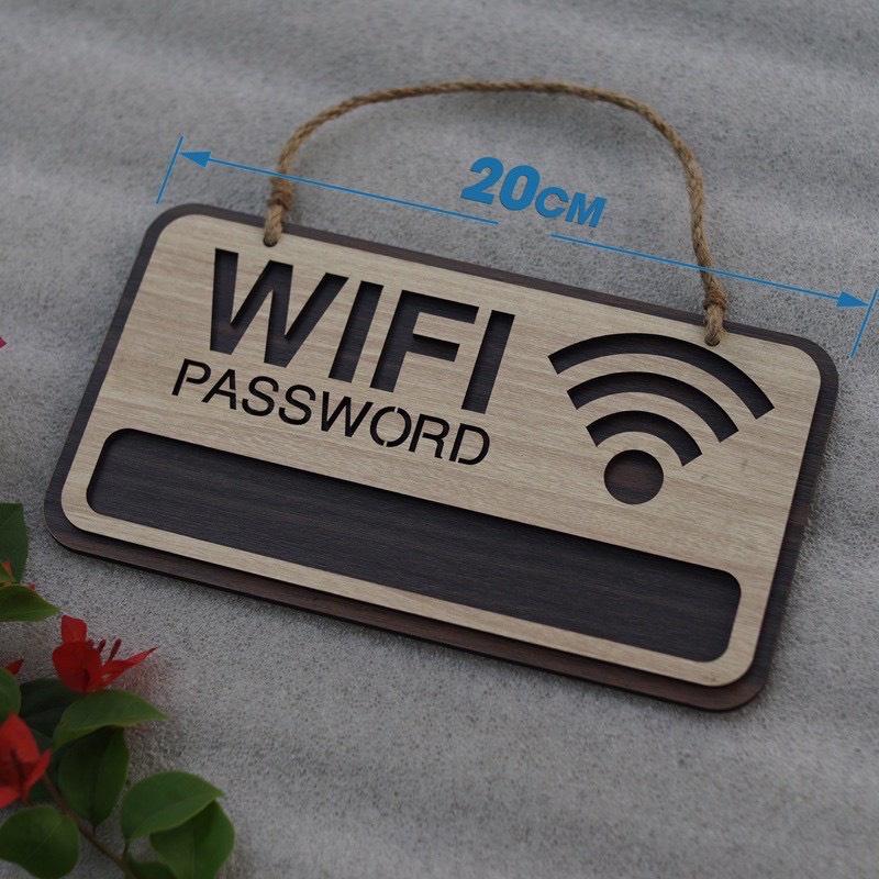 Bảng Gỗ Decor Quán Free Wifi trang trí cao cấp hiện đại khắc theo yêu cầu ( tặng kèm dây treo