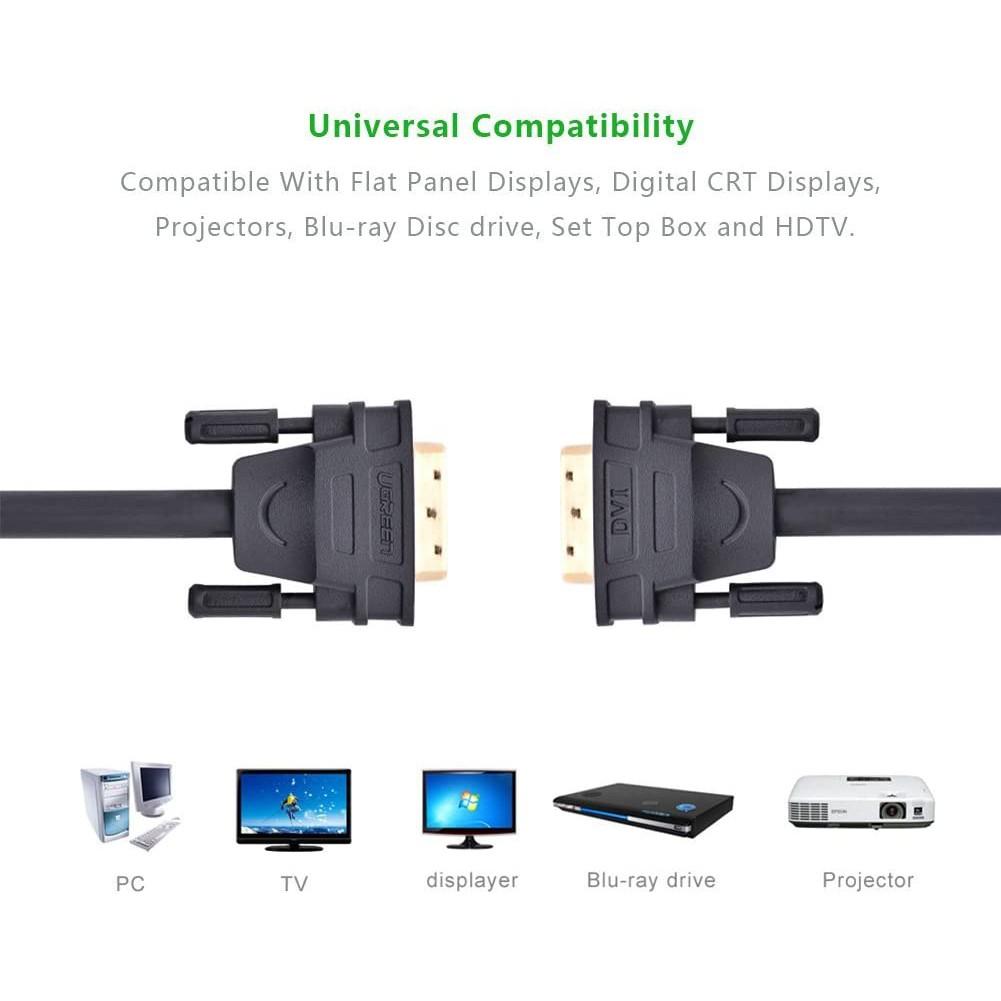 Cáp tín hiệu DVI-D 2 đầu đực, dài từ 1.5-10m UGREEN DV101 - Hàng chính hãng