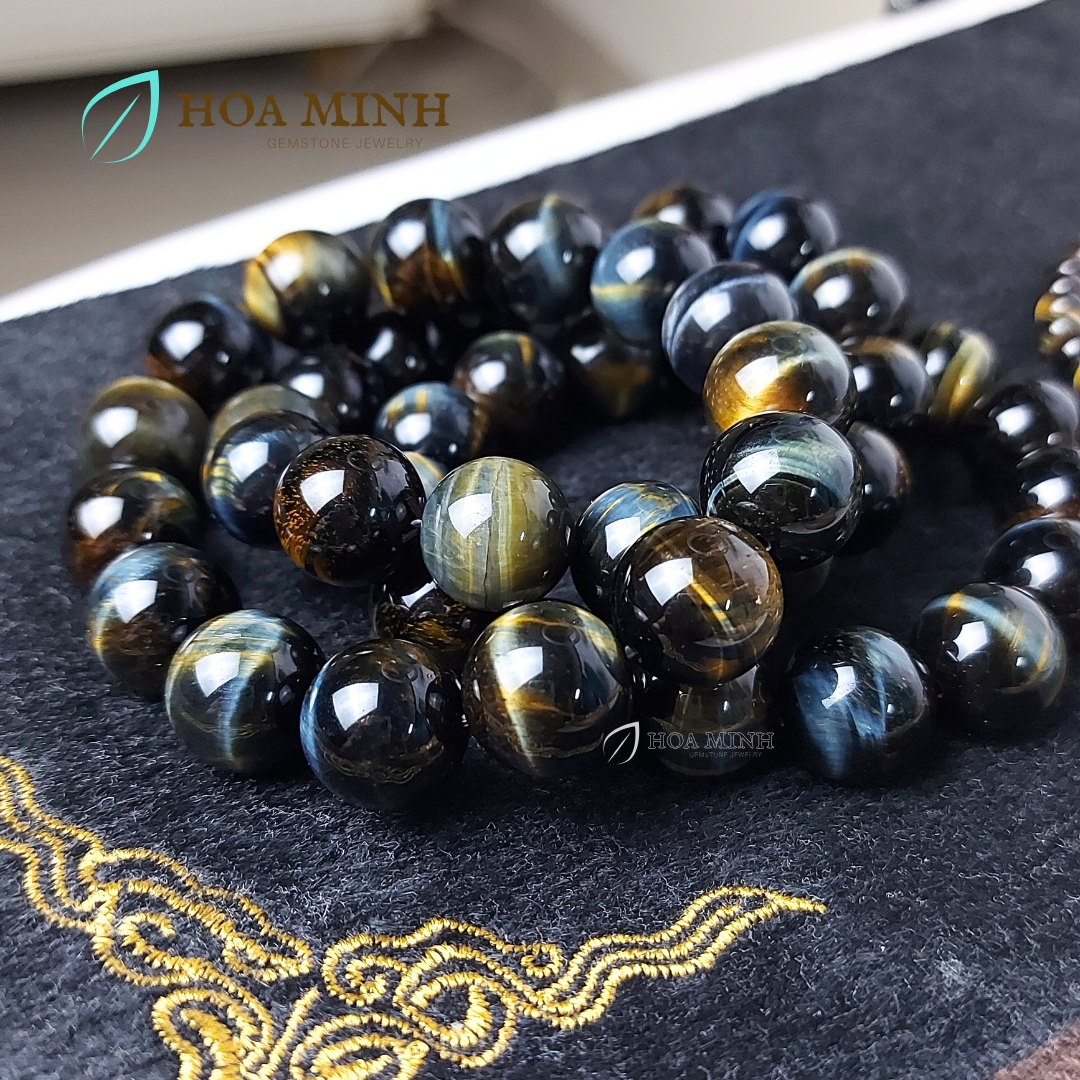 Vòng tay đá Mắt Hổ size 14 li kiểu mắt đại bàng 5A VIP tự nhiên không kén mệnh, phong cách bản lĩnh chững chạc vòng tay nam