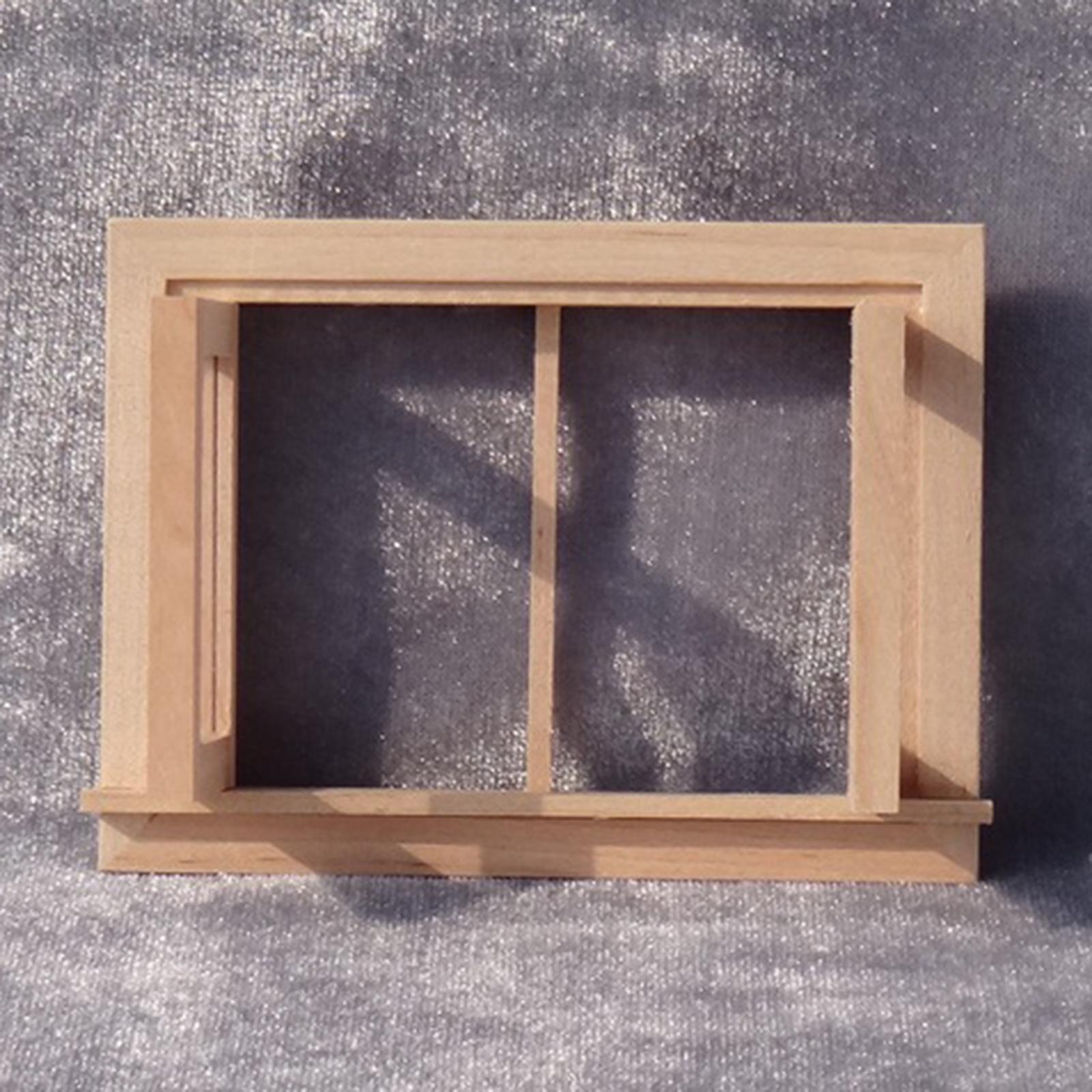 12th Wooden Window Frame Dollhouse Room House Accessories Kids Pretend Toys