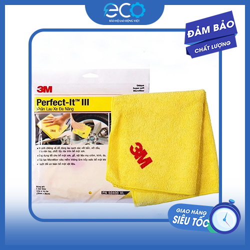 Khăn lau xe ô tô chuyên dụng 3M 50400 VL, sợi Microfiber (siêu mềm chống trầy xước) không để lại xơ vải