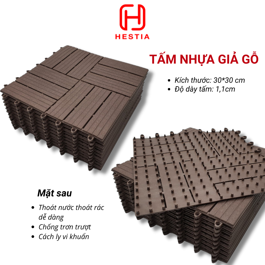 COMBO22 Vỉ nhựa lót sàn 12 NAN - Phong cách mới. Chống trơn trượt ban công, bể bơi, sân vườn, sân thượng, nhà tắm