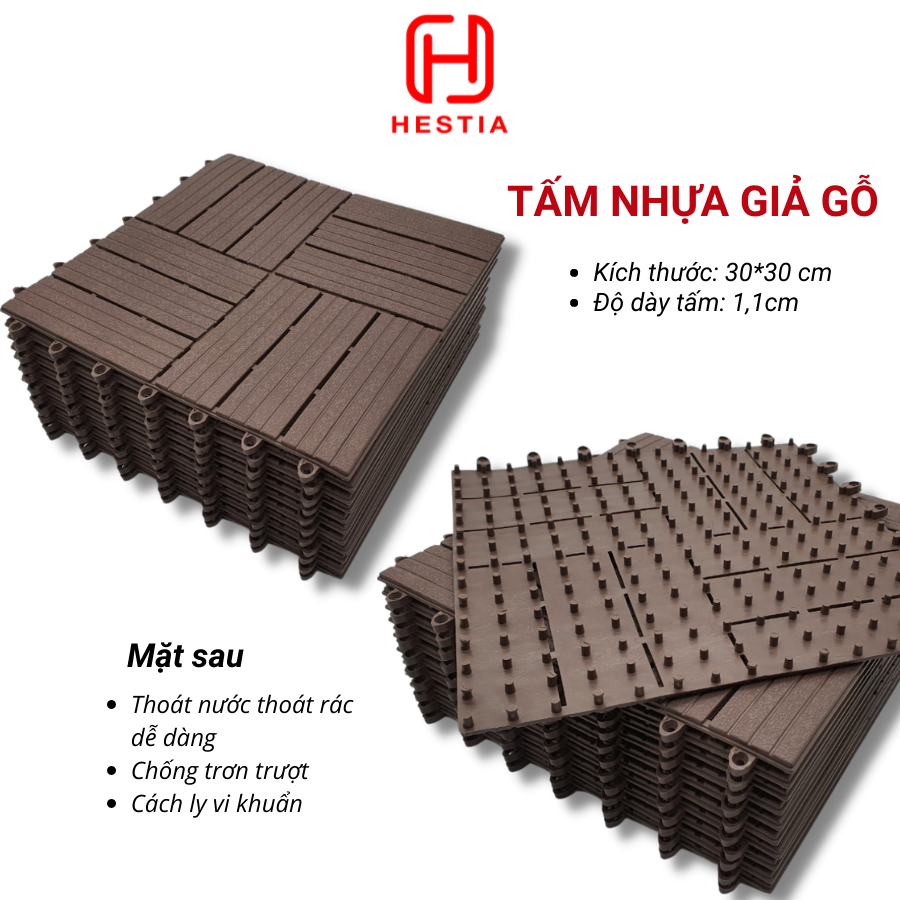 Vỉ nhựa lót sàn 12 NAN - Phong cách mới - Chống trơn trượt ban công, bể bơi, sân thượng, sân vườn, nhà tắm, quán cafe.