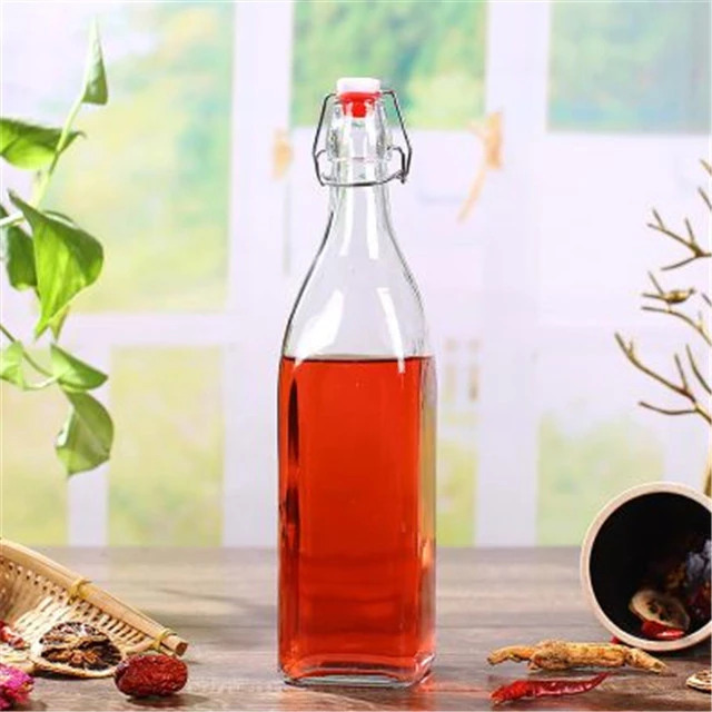 Combo 2 Chai Thủy Tinh Vuông Nắp Khóa Cài Dung Tích 1000 ml Bormioli Swing - Sản xuất tại Ý