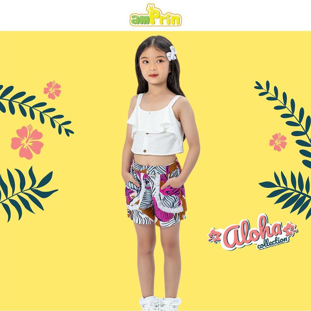 Quần short bé gái đính bèo AmPrin Floral QG747