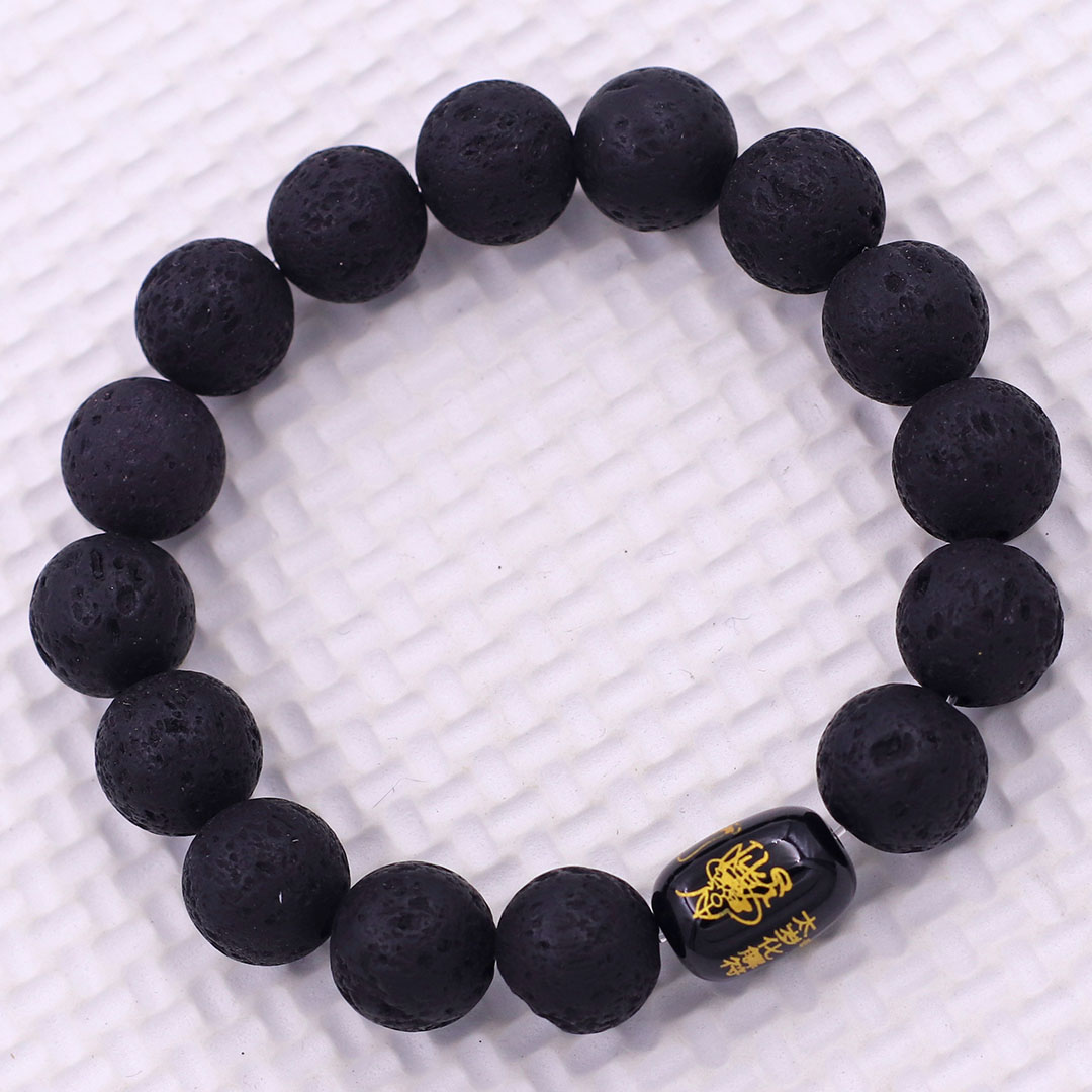 Vòng chuỗi đeo tay đá núi lửa 10 ly charm hạt giải thái tuế phù, vòng chuỗi phong thủy, giải năm hạn thái tuế