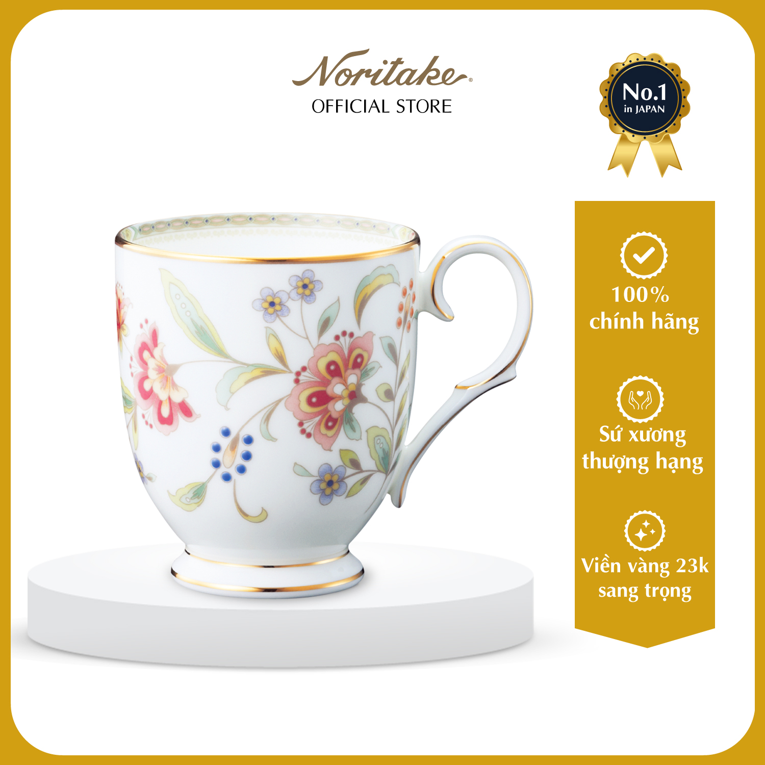 Cốc uống nước/ Cốc uống cà phê Noritake dòng Primrose sứ xương cao cấp
