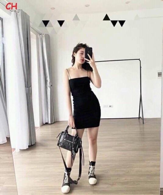Đầm Body 2 Dây-Váy Hai Dây Bún Ôm Dáng Chất Thun Borip Dày Mịn Đẹp Freesize