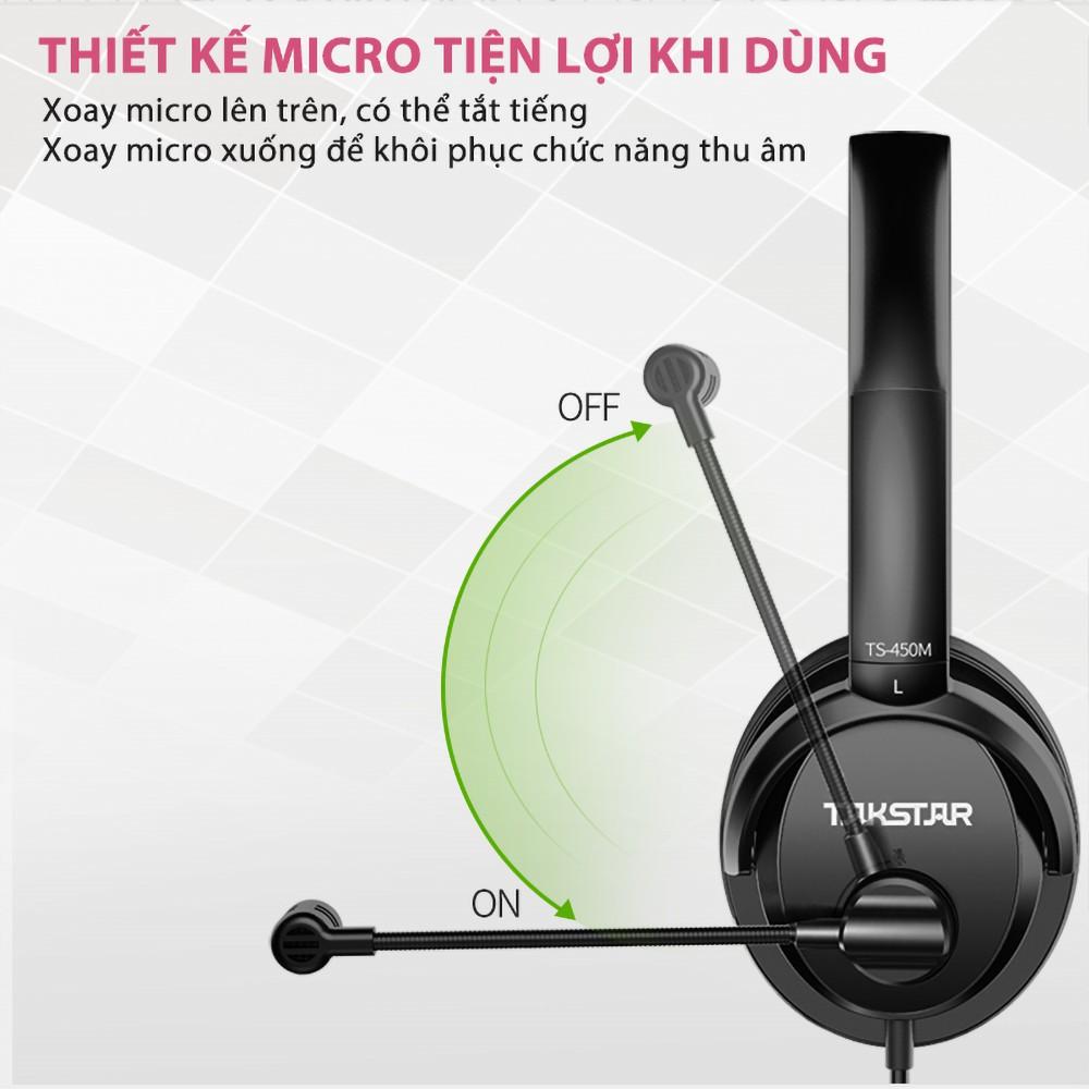 Tai nghe gaming TAKSTAR TS-450M có mic, dây dài 2m, tai nghe kiểm âm tốt với độ nhạy cao, hàng chính hãng