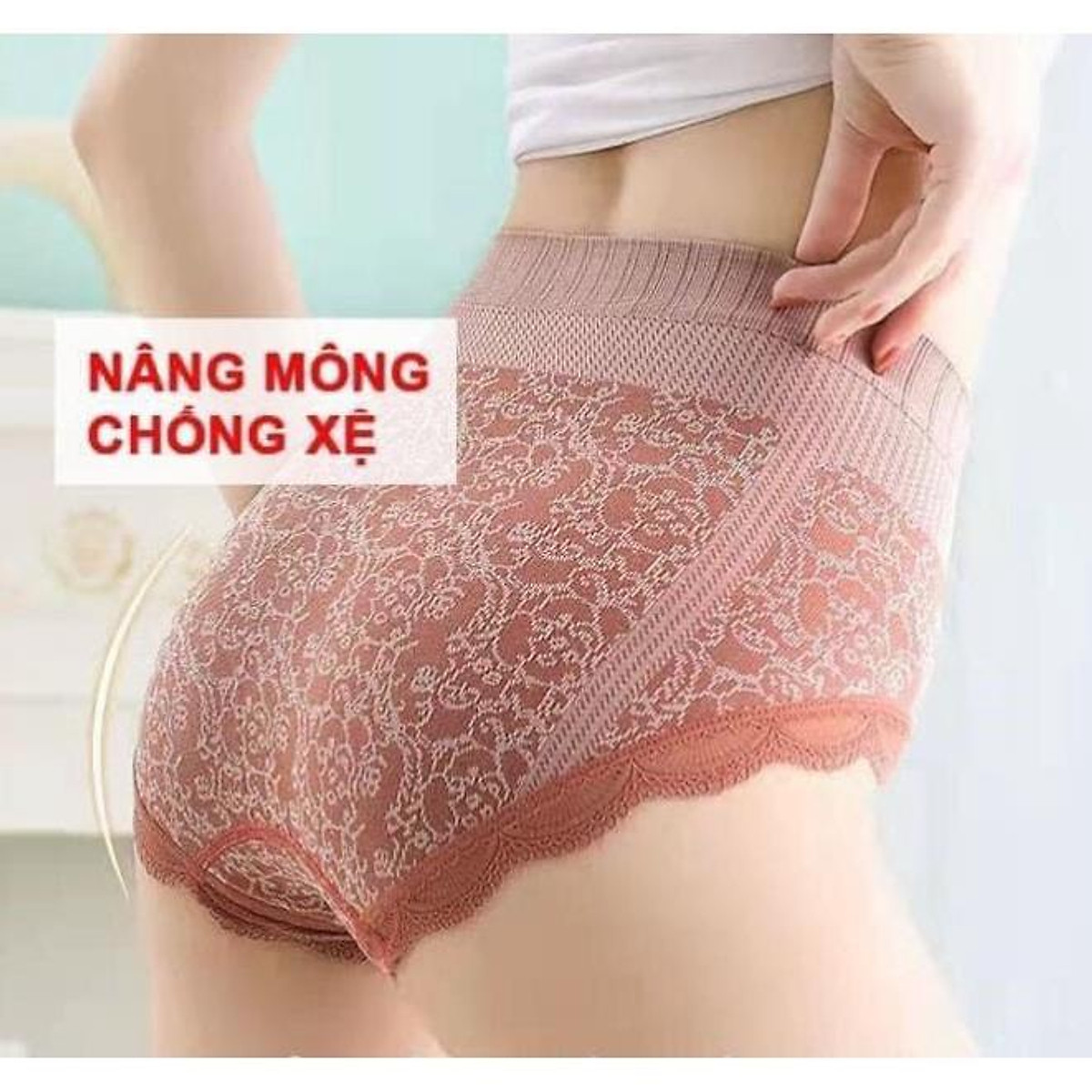 Combo 5 Chiếc Quần Lót Nữ Cạp Cao Cotton Kháng Khuẩn Phối Ren Nâng Mông Tôn Dáng - Quần Chip Nữ Không Đường Viền
