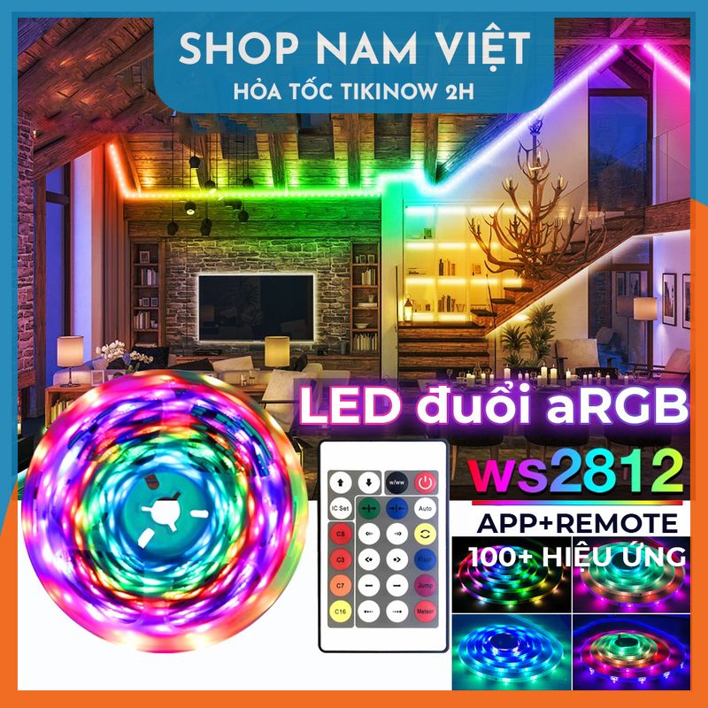 Dây Led Đuổi Trang Trí aRGB 5050 Chip WS2812B - 16 Triệu Màu, 100+ Hiệu Ứng