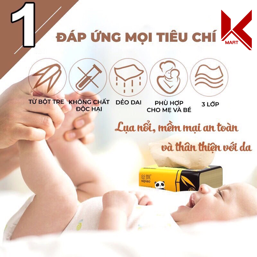 Khăn giấy ăn gấu trúc Sipiao bịch 10 gói - K-Mart