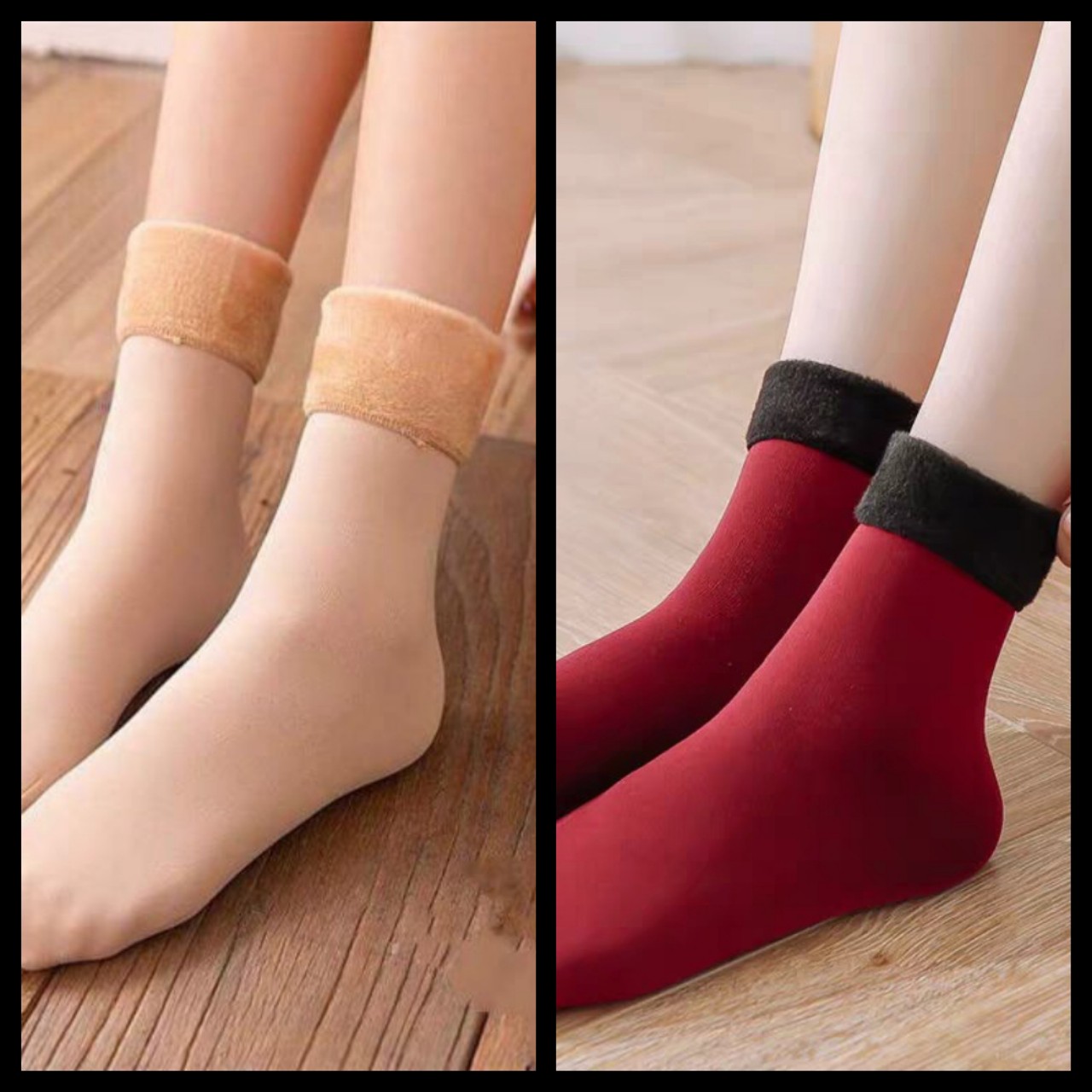 ComBo 2 Đôi Tất Nữ Lót Lông Tuyết Siêu Ấm Áp