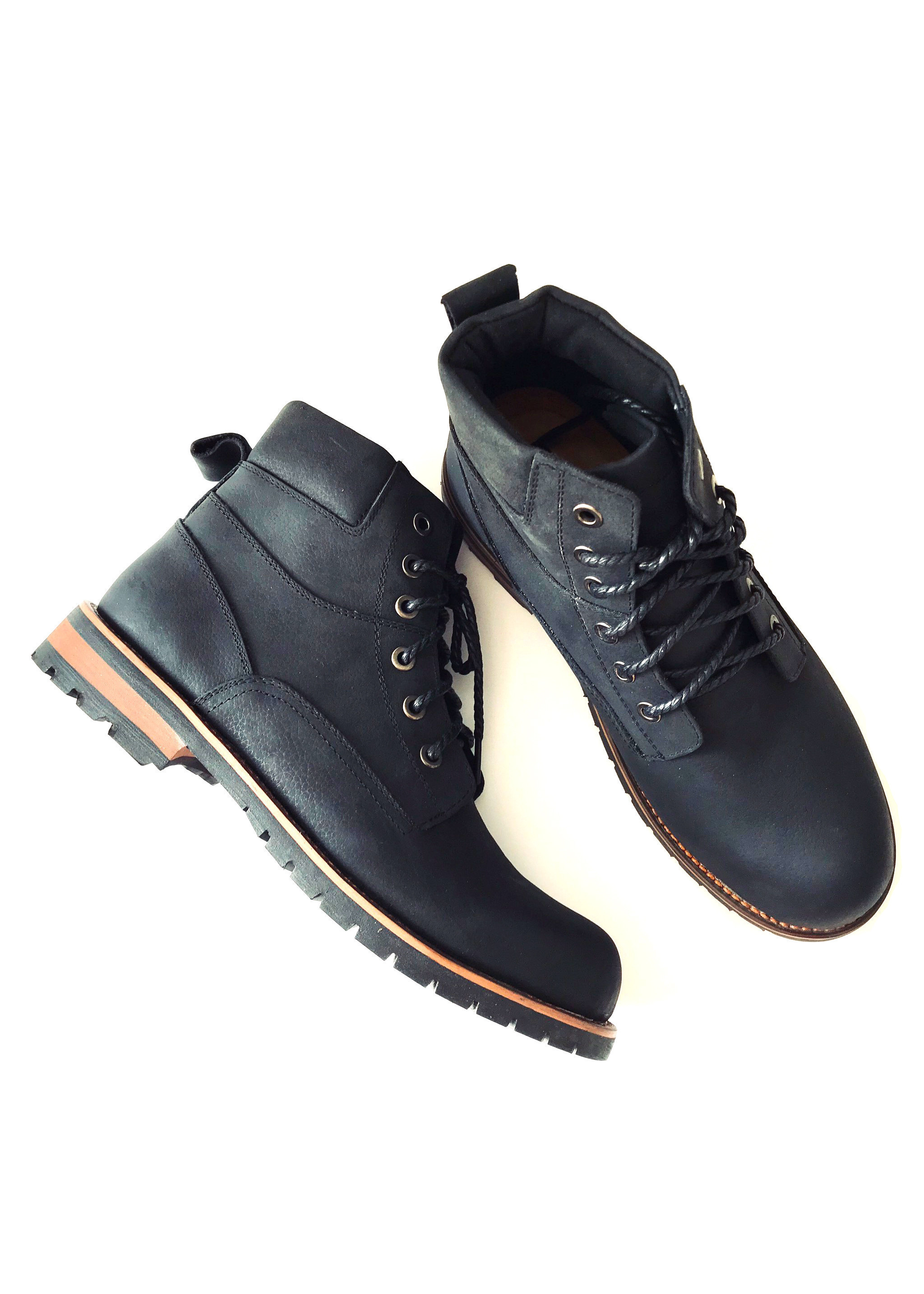 Giày Boots Nam - Cao Cổ - Da Bò Cao Cấp - Màu Đen - HN612