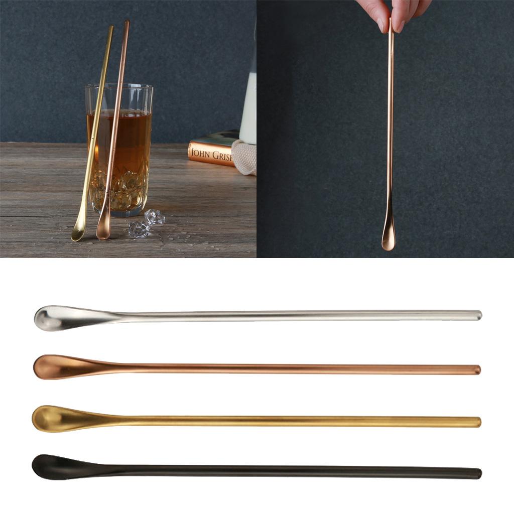 Stainless Steel Coffee Mixing Spoon Cocktail Stirring Stick Tableware Silver