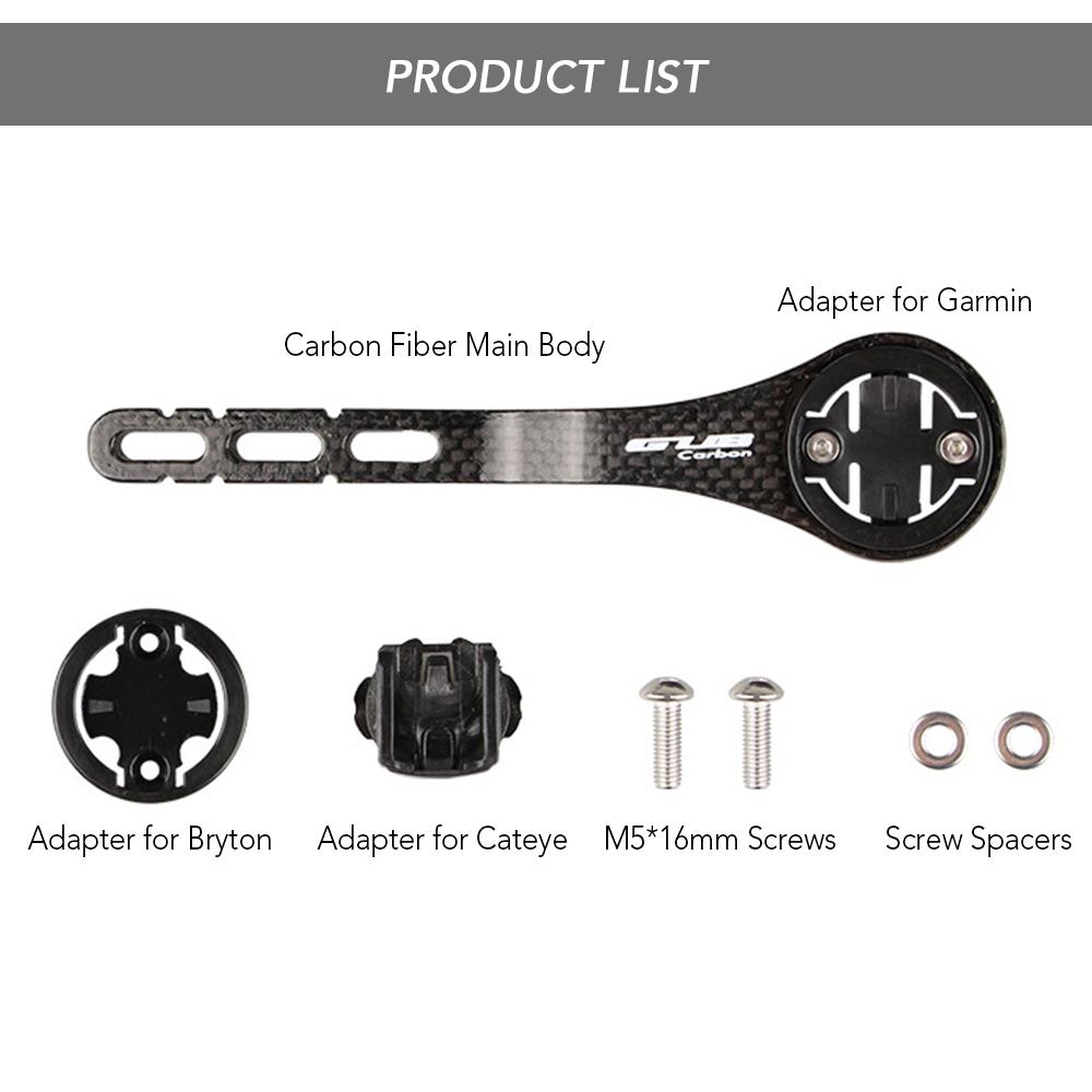 Giá đỡ máy tính xe đạp bằng sợi carbon Đi kèm với 3 bộ điều hợp bằng nhựa Thích hợp cho tay lái cong của xe đạp